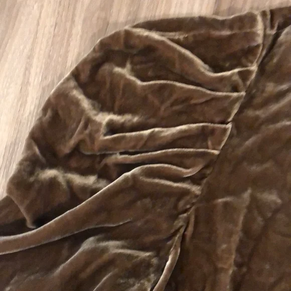 Ulla Johnson Velvet Mock Neck Ruched Blouse 4 - Picture 4 of 8